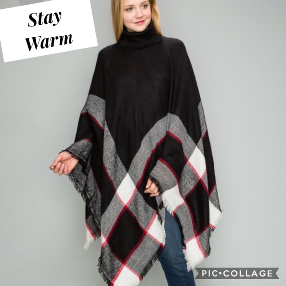1 Left!!CUTE! Ready for Fall 🍁 Color Block Poncho - Picture 3 of 3